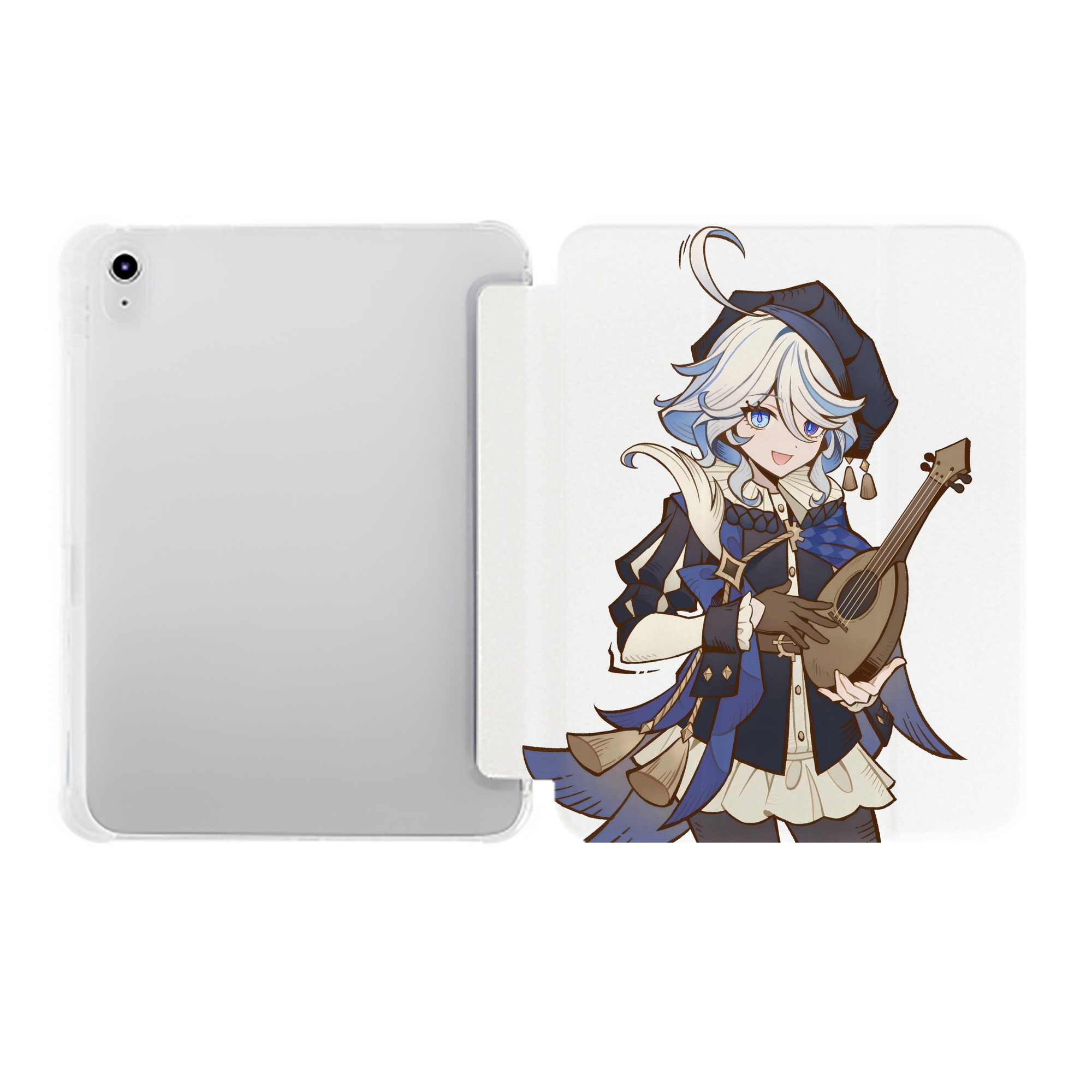 げんし神 フリーナ genshin Furina IPad ケース ペン収納付き 三つ折りスタンド PUレザー×シリコン 対応機種9.5/10.5/10.9インチ